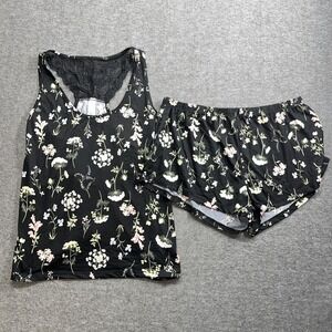 Flora Nikrooz Tank Sleeveless Sleep shirt & Shorts Set Black Medium